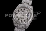 Rolex DateJust 41mm Jumbo SS TWF Roman Scale Full Paved Diamonds Dial and Bracelet Super Clone Watch - Image 4