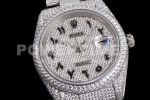 Rolex DateJust 41mm Jumbo SS TWF Roman Scale Full Paved Diamonds Dial and Bracelet Super Clone Watch - Image 6