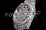 Rolex DateJust 41mm Jumbo SS TWF Roman Scale Full Paved Diamonds Dial and Bracelet Super Clone Watch - Image 9