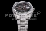 Rolex DateJust 41mm White Diamond Bezel SS TWF Best Edition Gray Dial Green Roman Markers SS Bracelet Super Clone Watch - Image 9