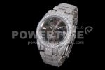 Rolex DateJust 41mm White Diamond Bezel SS TWF Best Edition Gray Dial Green Roman Markers SS Bracelet Super Clone Watch - Image 2
