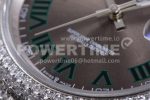 Rolex DateJust 41mm White Diamond Bezel SS TWF Best Edition Gray Dial Green Roman Markers SS Bracelet Super Clone Watch - Image 8