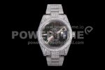 Rolex DateJust 41mm White Diamond Bezel SS TWF Best Edition Gray Dial Green Roman Markers SS Bracelet Super Clone Watch
