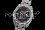 Rolex DateJust 41mm White Diamond Bezel SS TWF Best Edition Gray Dial Green Roman Markers SS Bracelet Super Clone Watch - Image 4