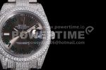 Rolex DateJust 41mm White Diamond Bezel SS TWF Best Edition Gray Dial Green Roman Markers SS Bracelet Super Clone Watch - Image 5
