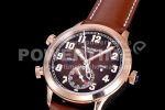 Patek Philippe Calatrava 5524R Pilot Travel Time RG GRF Brown Dial on Brown Leather Strap MIYOTA 9015 Super Clone Watch - Image 3