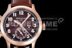 Patek Philippe Calatrava 5524R Pilot Travel Time RG GRF Brown Dial on Brown Leather Strap MIYOTA 9015 Super Clone Watch - Image 4