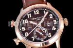 Patek Philippe Calatrava 5524R Pilot Travel Time RG GRF Brown Dial on Brown Leather Strap MIYOTA 9015 Super Clone Watch - Image 5