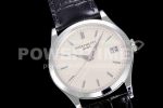 Patek Philippe Calatrava 5227 SS 3KF 1:1 Best Edition Off-White Dial Black Leather Strap A324 Super Clone Watch V2 - Image 2