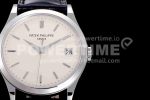 Patek Philippe Calatrava 5227 SS 3KF 1:1 Best Edition Off-White Dial Black Leather Strap A324 Super Clone Watch V2 - Image 4
