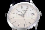 Patek Philippe Calatrava 5227 SS 3KF 1:1 Best Edition Off-White Dial Black Leather Strap A324 Super Clone Watch V2 - Image 5