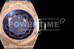 Hublot Big Bang Unico Sang Bleu RG HBF Blue/Gold Skeleton Dial on Blue Gummy Strap HUB1213 Super Clone Watch - Image 4