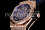 Hublot Big Bang Unico Sang Bleu RG HBF Blue/Gold Skeleton Dial on Blue Gummy Strap HUB1213 Super Clone Watch - Image 6