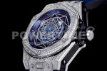 Hublot Big Bang Unico Sang Bleu SS Full Diamonds HBF Skeleton Dial on Blue Gummy Strap HUB1213 Super Clone Watch - Image 6