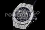 Hublot Big Bang Unico Sang Bleu SS Full Diamonds HBF Skeleton Dial on Black Gummy Strap HUB1213 Super Clone Watch - Image 3