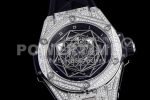 Hublot Big Bang Unico Sang Bleu SS Full Diamonds HBF Skeleton Dial on Black Gummy Strap HUB1213 Super Clone Watch - Image 5