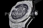 Hublot Big Bang Unico Sang Bleu SS Full Diamonds HBF Skeleton Dial on Black Gummy Strap HUB1213 Super Clone Watch - Image 6