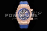 Hublot Big Bang Unico RG ZF 1:1 Best Edition Blue Skeleton Dial on Blue Rubber Strap A1280 Super Clone Watch