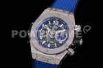 Hublot Big Bang Unico Titanium ZF 1:1 Best Edition Blue Skeleton Dial on Blue Rubber Strap A1280 Super Clone Watch - Image 3