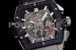Hublot Spirit of Big Bang SS HBF Best Edition Black Bezel White Dial on Black Gummy Strap A7750 Super Clone Watch - Image 5