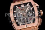 Hublot Spirit of Big Bang RG HBF Best Edition RG Bezel White Dial on Brown Gummy Strap A7750 Super Clone Watch - Image 5
