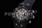 Hublot Big Bang Unico Black Ceramic HBF 1:1 Best Edition Black Skeleton Dial on Black Rubber Strap A1242 Super Clone Watch - Image 3