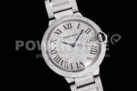 Cartier Ballon Bleu 42mm SS Full Paved Diamonds Dial on Diamonds Paved Bracelet MIYOTA 9015 Super Clone Watch - Image 2