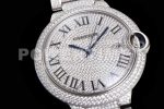 Cartier Ballon Bleu 42mm SS Full Paved Diamonds Dial on Diamonds Paved Bracelet MIYOTA 9015 Super Clone Watch - Image 5
