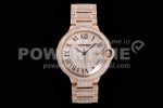 Cartier Ballon Bleu 42mm RG Full Paved Diamonds Dial on Diamonds Paved Bracelet MIYOTA 9015 Super Clone Watch