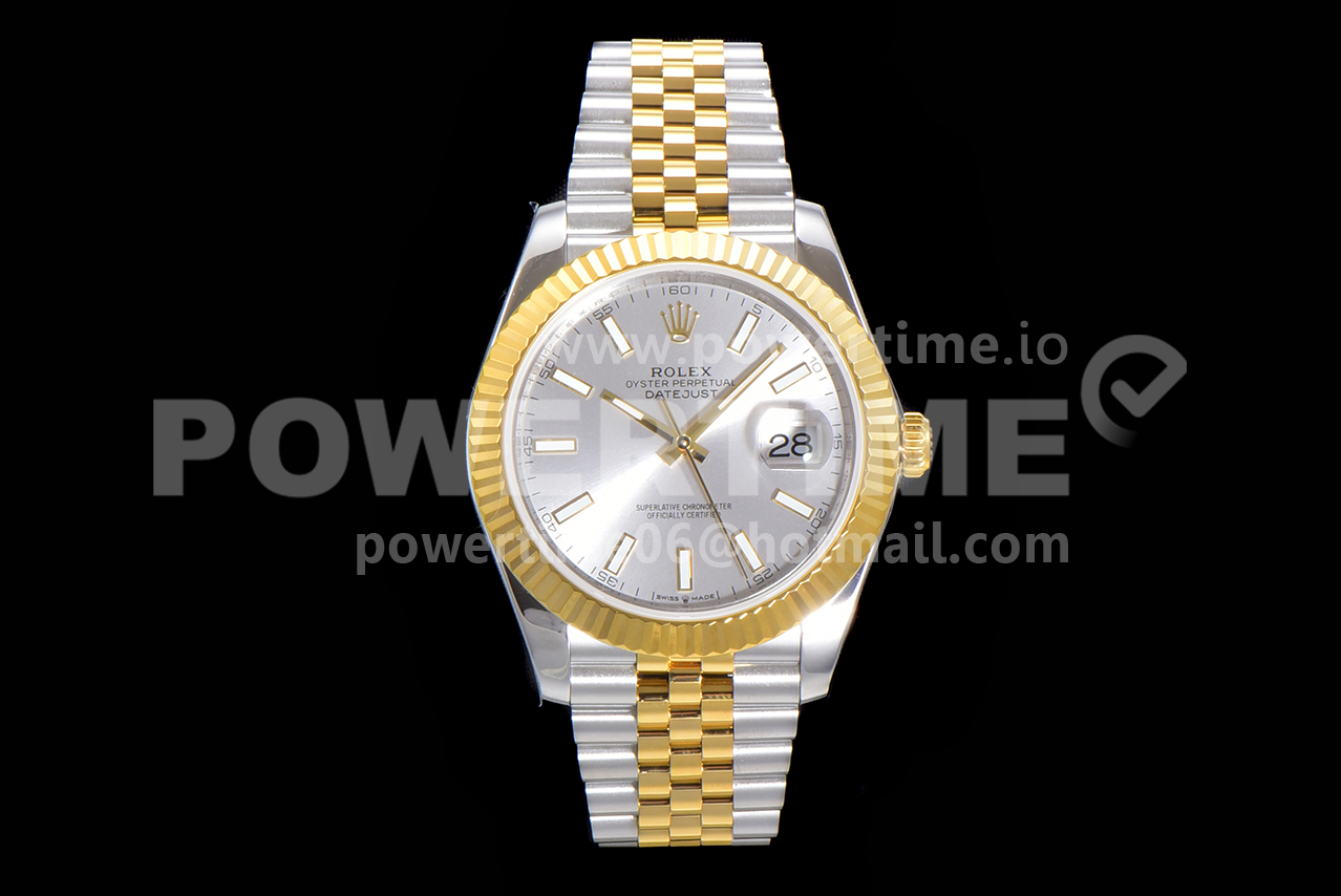 Rolex DateJust 41 126333 SS/YG JDF 1:1 Best Edition 904L Steel Gray Stick Dial on SS/YG Jubilee Bracelet VR3235 Super Clone Watch