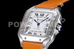Cartier Santos de Cartier 35mm 2018 V6F 1:1 Best Edition White Dial on Brown Leather Strap MIYOTA 9015 Super Clone Watch V2 - Image 6