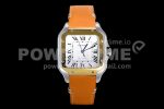 Cartier Santos de Cartier 35mm 2018 V6F 1:1 Best Edition White Dial RG Bezel on The orange belt MIYOTA 9015 Super Clone Watch