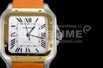 Cartier Santos de Cartier 35mm 2018 V6F 1:1 Best Edition White Dial RG Bezel on The orange belt MIYOTA 9015 Super Clone Watch - Image 4