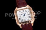 Cartier Santos de Cartier 35mm RG V6F 1:1 Best Edition White Dial on Brown Leather Strap MIYOTA 9015 Super Clone Watch - Image 2