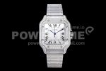 Cartier Santos de Cartier 35mm SS Diamonds Bezel V6F 1:1 Best Edition White Dial on SS SmartLinks Bracelet MIYOTA 9015 Super Clone Watch