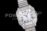 Cartier Santos de Cartier 35mm SS Diamonds Bezel V6F 1:1 Best Edition White Dial on SS SmartLinks Bracelet MIYOTA 9015 Super Clone Watch - Image 2