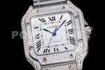 Cartier Santos de Cartier 35mm SS Diamonds Bezel V6F 1:1 Best Edition White Dial on SS SmartLinks Bracelet MIYOTA 9015 Super Clone Watch - Image 5