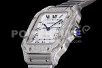 Cartier Santos de Cartier 35mm SS Diamonds Bezel V6F 1:1 Best Edition White Dial on SS SmartLinks Bracelet MIYOTA 9015 Super Clone Watch - Image 6
