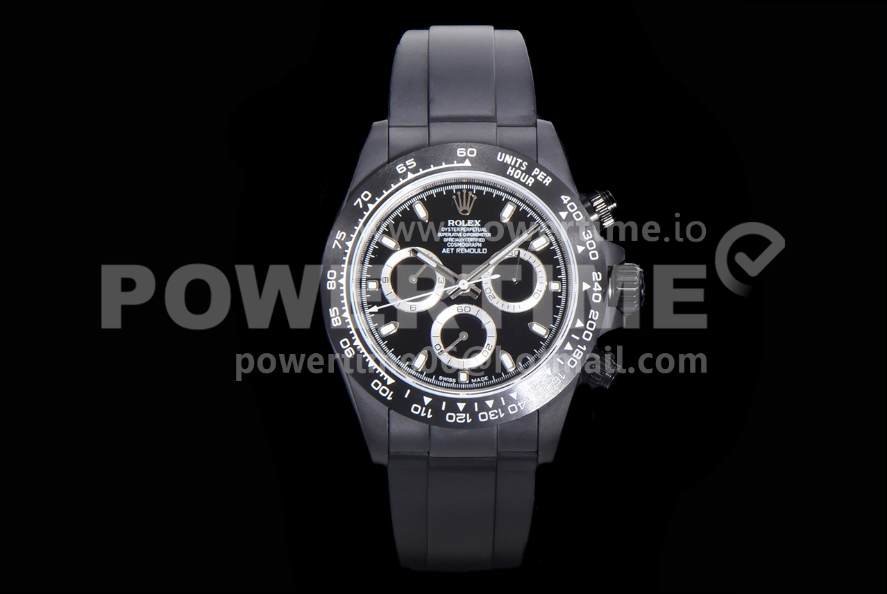 Rolex Daytona Black Ceramic 5GF Best Edition Black Dial Black Pusher on Black Rubber Strap A7750 Super Clone Watch