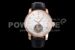 Vacheron Constantin Traditionnelle Tourbillon RG TWF Best Edition White Dial on Black Leather Strap Super Clone Watch