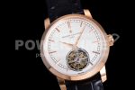 Vacheron Constantin Traditionnelle Tourbillon RG TWF Best Edition White Dial on Black Leather Strap Super Clone Watch - Image 2