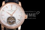 Vacheron Constantin Traditionnelle Tourbillon RG TWF Best Edition White Dial on Black Leather Strap Super Clone Watch - Image 4