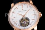 Vacheron Constantin Traditionnelle Tourbillon RG TWF Best Edition White Dial on Black Leather Strap Super Clone Watch - Image 5
