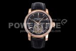 Vacheron Constantin Traditionnelle Tourbillon RG TWF Best Edition Black Dial on Black Leather Strap Super Clone Watch
