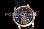Vacheron Constantin Traditionnelle Tourbillon RG TWF Best Edition Black Dial on Black Leather Strap Super Clone Watch - Image 2
