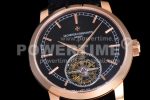 Vacheron Constantin Traditionnelle Tourbillon RG TWF Best Edition Black Dial on Black Leather Strap Super Clone Watch - Image 5