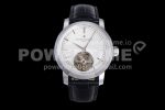 Vacheron Constantin Traditionnelle Tourbillon SS TWF Best Edition White Dial on Black Leather Strap Super Clone Watch