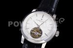 Vacheron Constantin Traditionnelle Tourbillon SS TWF Best Edition White Dial on Black Leather Strap Super Clone Watch - Image 3