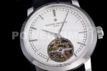 Vacheron Constantin Traditionnelle Tourbillon SS TWF Best Edition White Dial on Black Leather Strap Super Clone Watch - Image 5