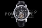 Vacheron Constantin Traditionnelle Tourbillon SS TWF Best Edition Black Dial on Black Leather Strap Super Clone Watch